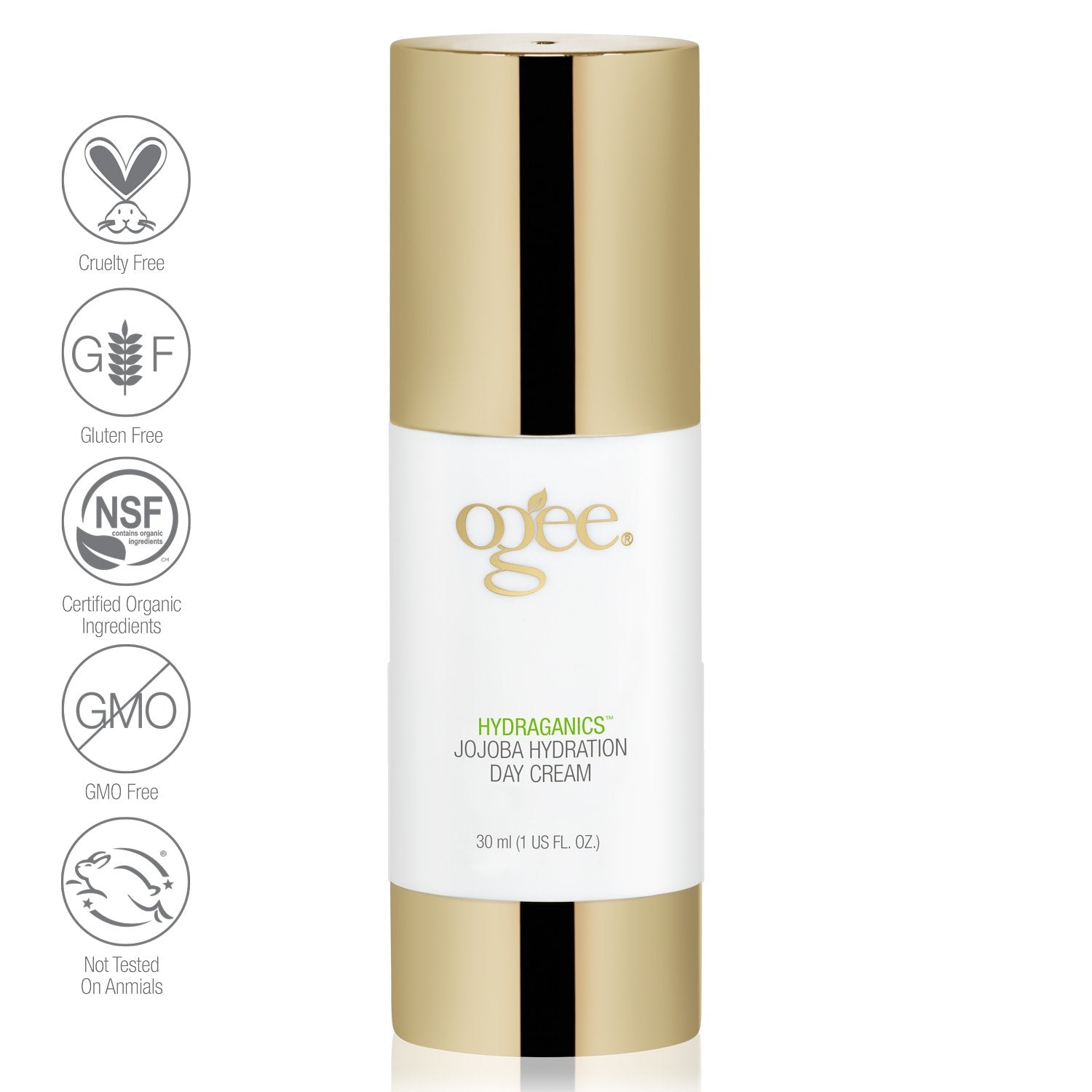 Ogee jojoba hydration day cream certified organic natural skincare face moisturizer