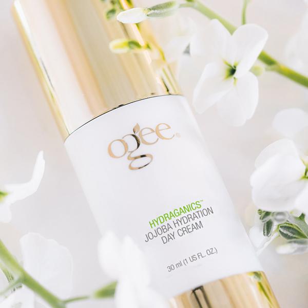 Ogee natural anti-aging jojoba day cream organic skincare moisturizer for face in flowers